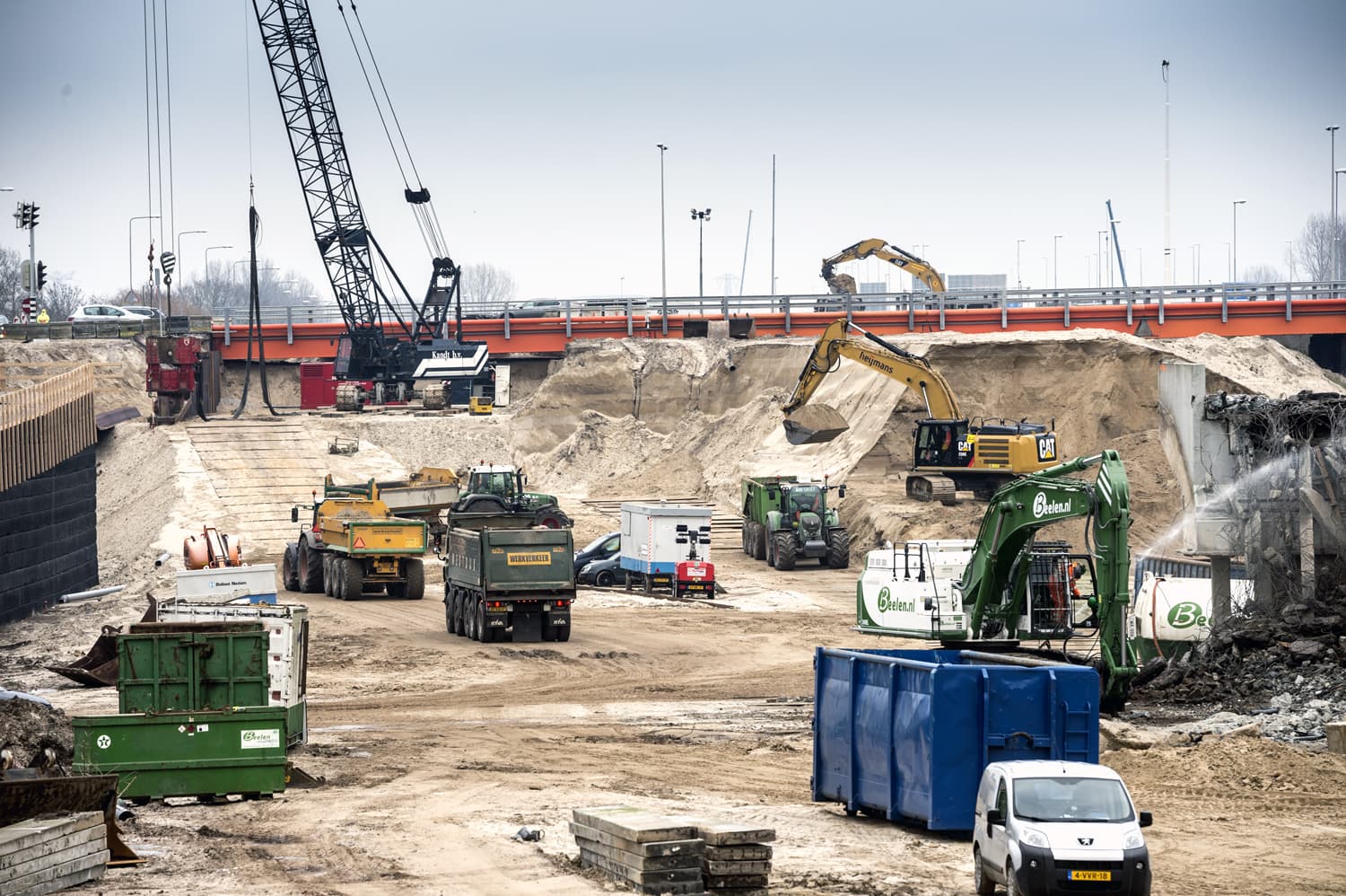 Construction vehicles at work