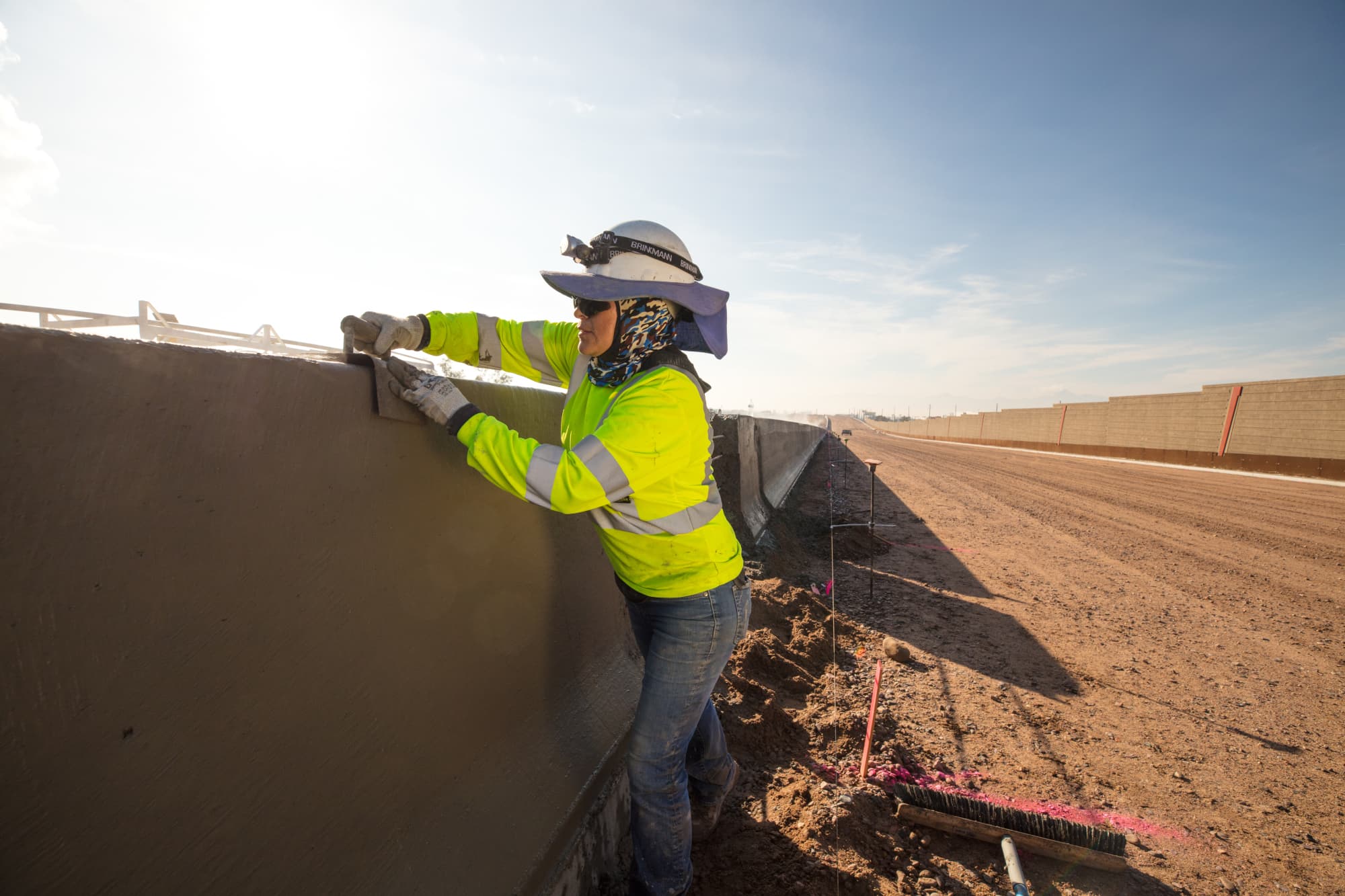 Woman working on highway project