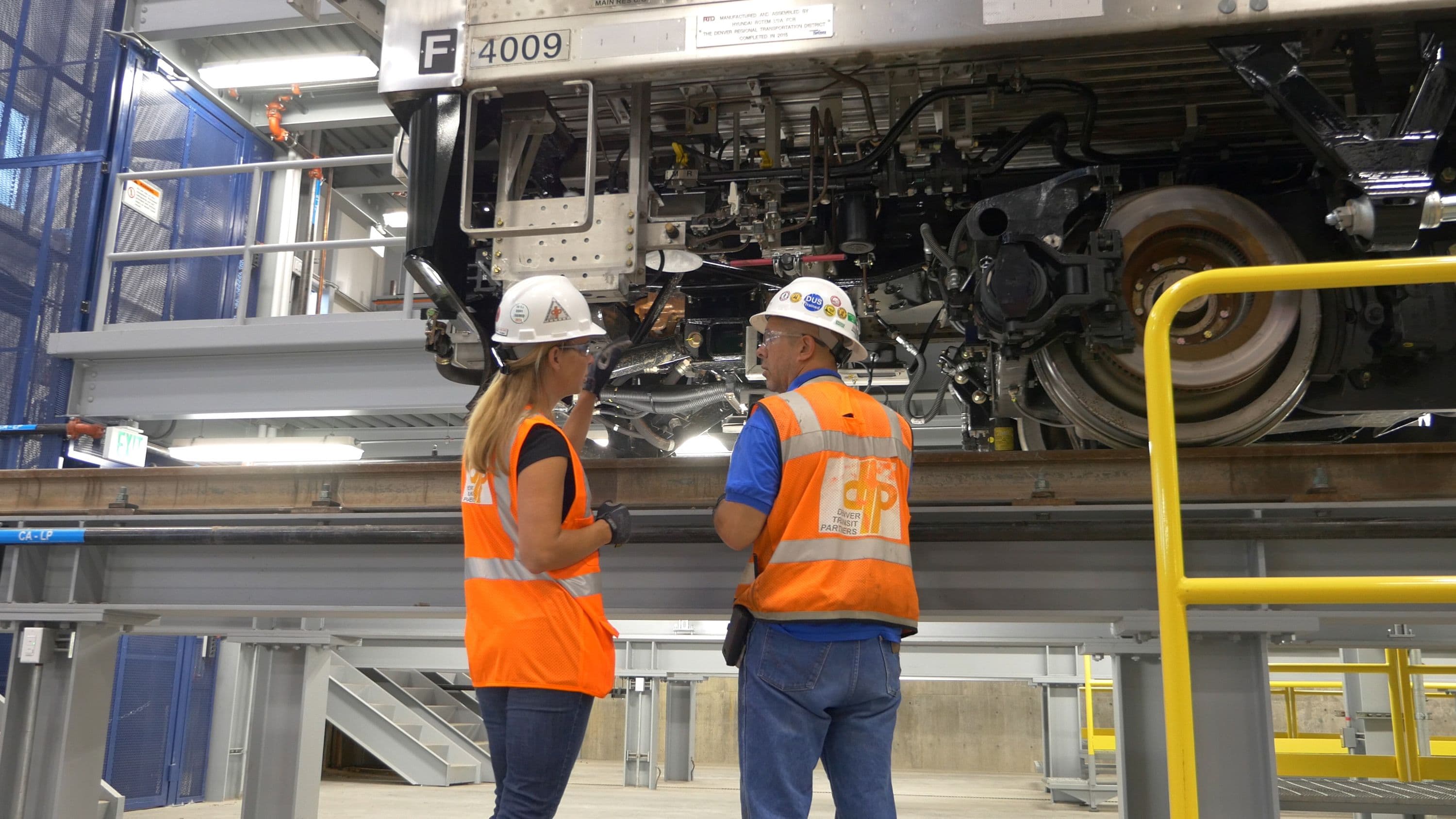 Railcar inspection inside of maintenance facility