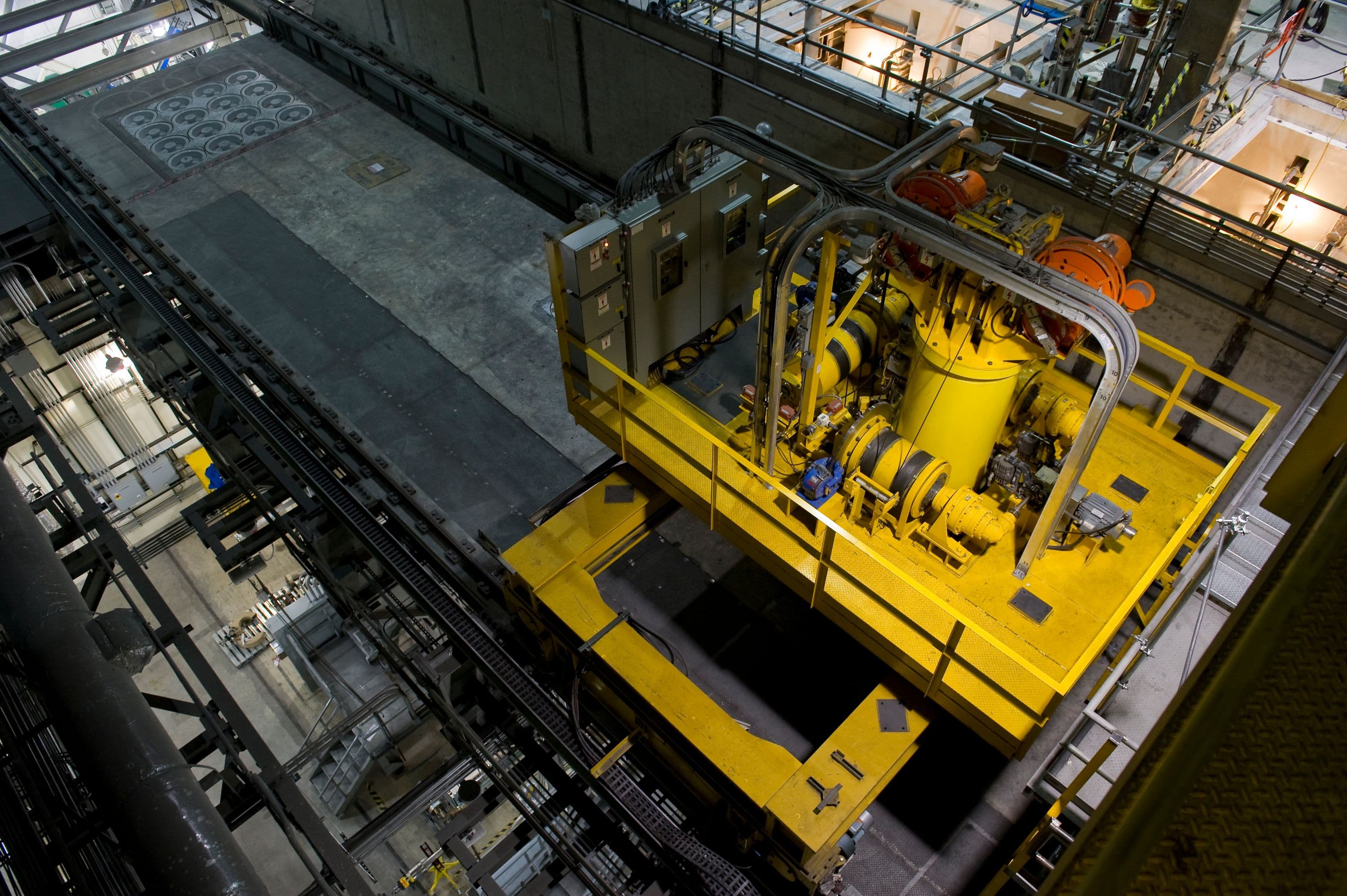 The crane used to move canisters at the Integrated Waste Treatment Unit at DOE's Idaho Site