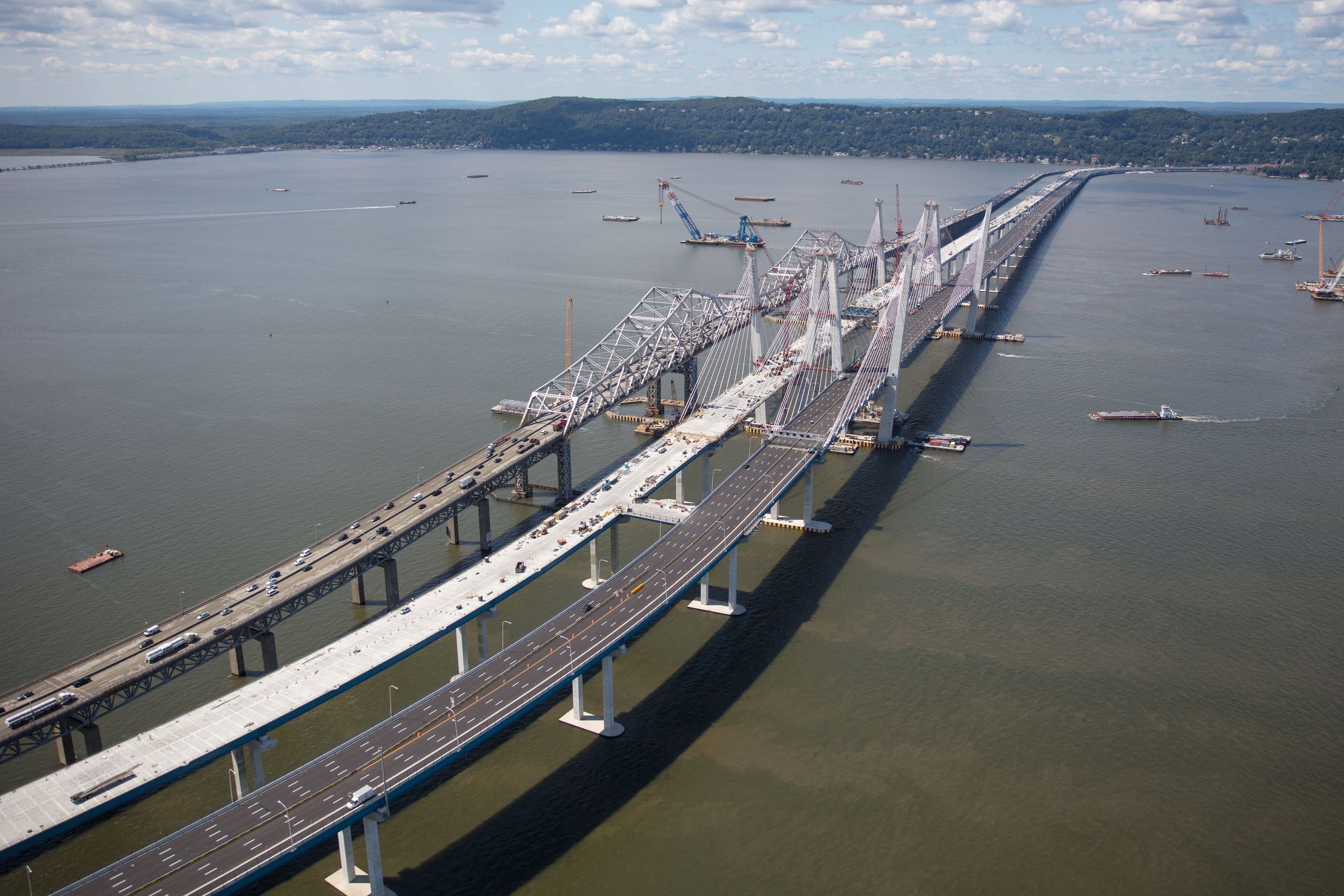 Westbound span prepared to open to traffic