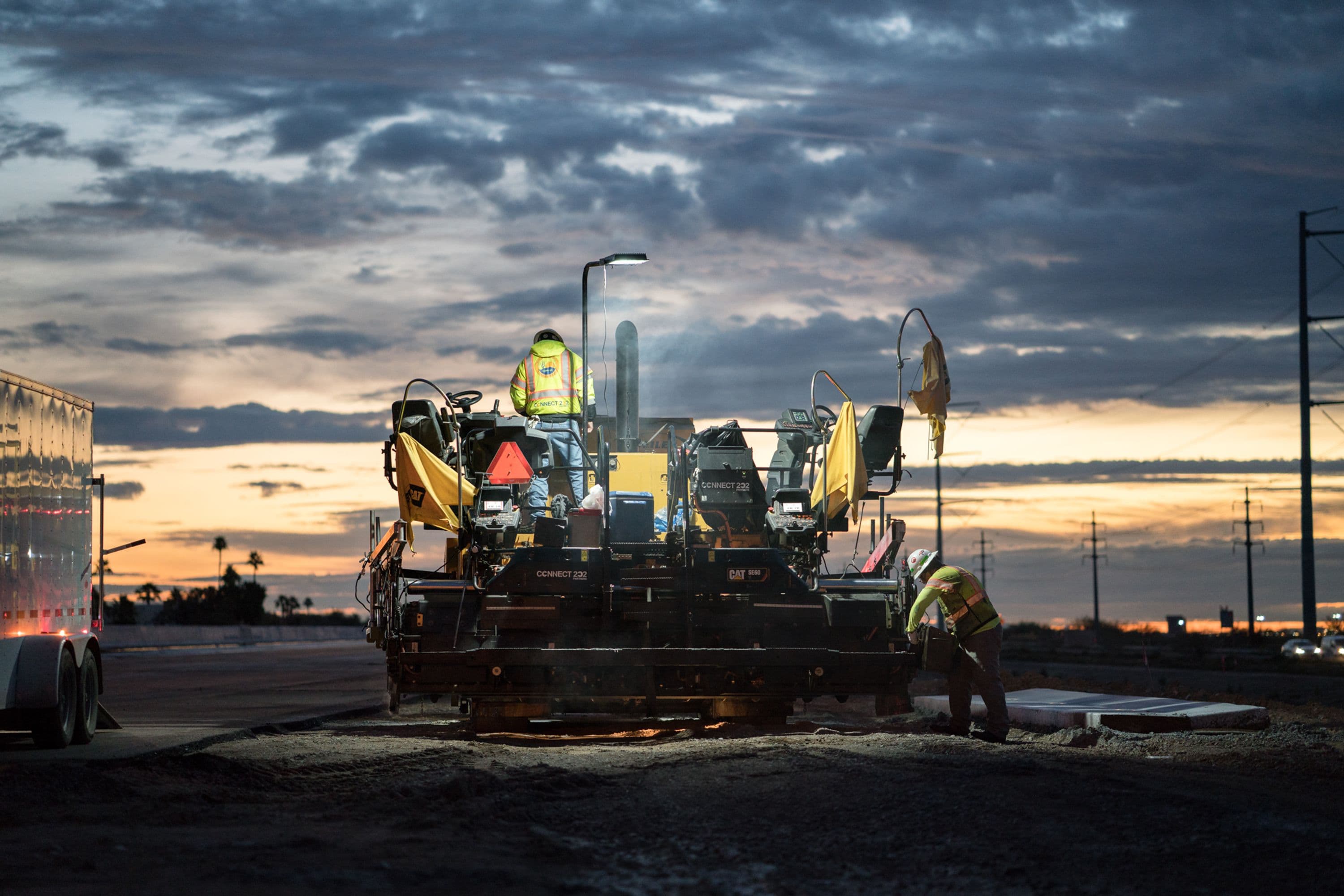 Asphalt machine at dawn, Pecos Segment
