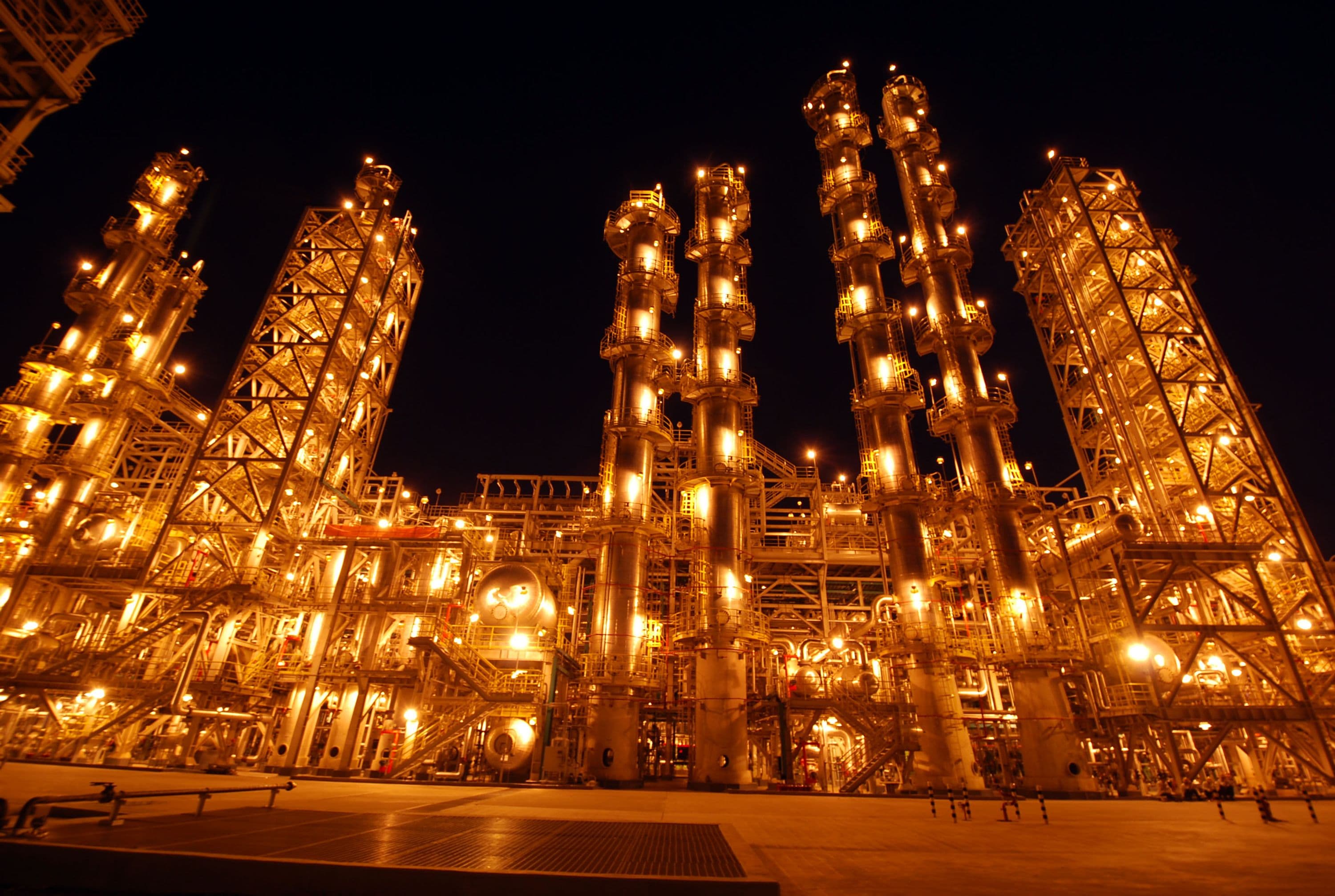 Trichlorosilane (TCS) Purification Columns at Night